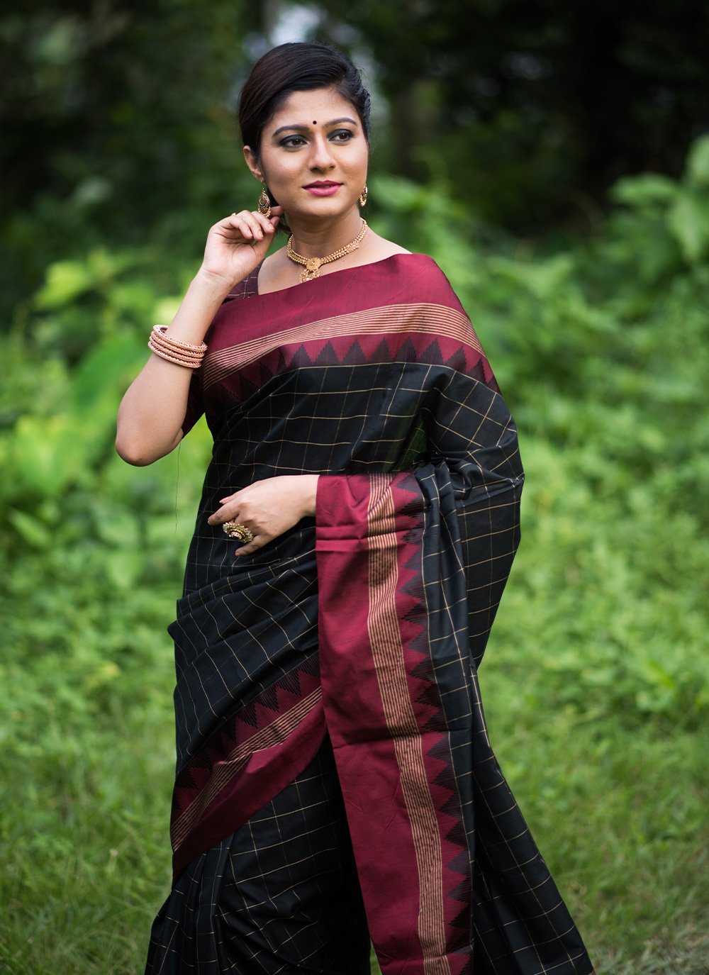 Classic Raw Silk Black Woven Saree