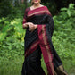 Classic Raw Silk Black Woven Saree