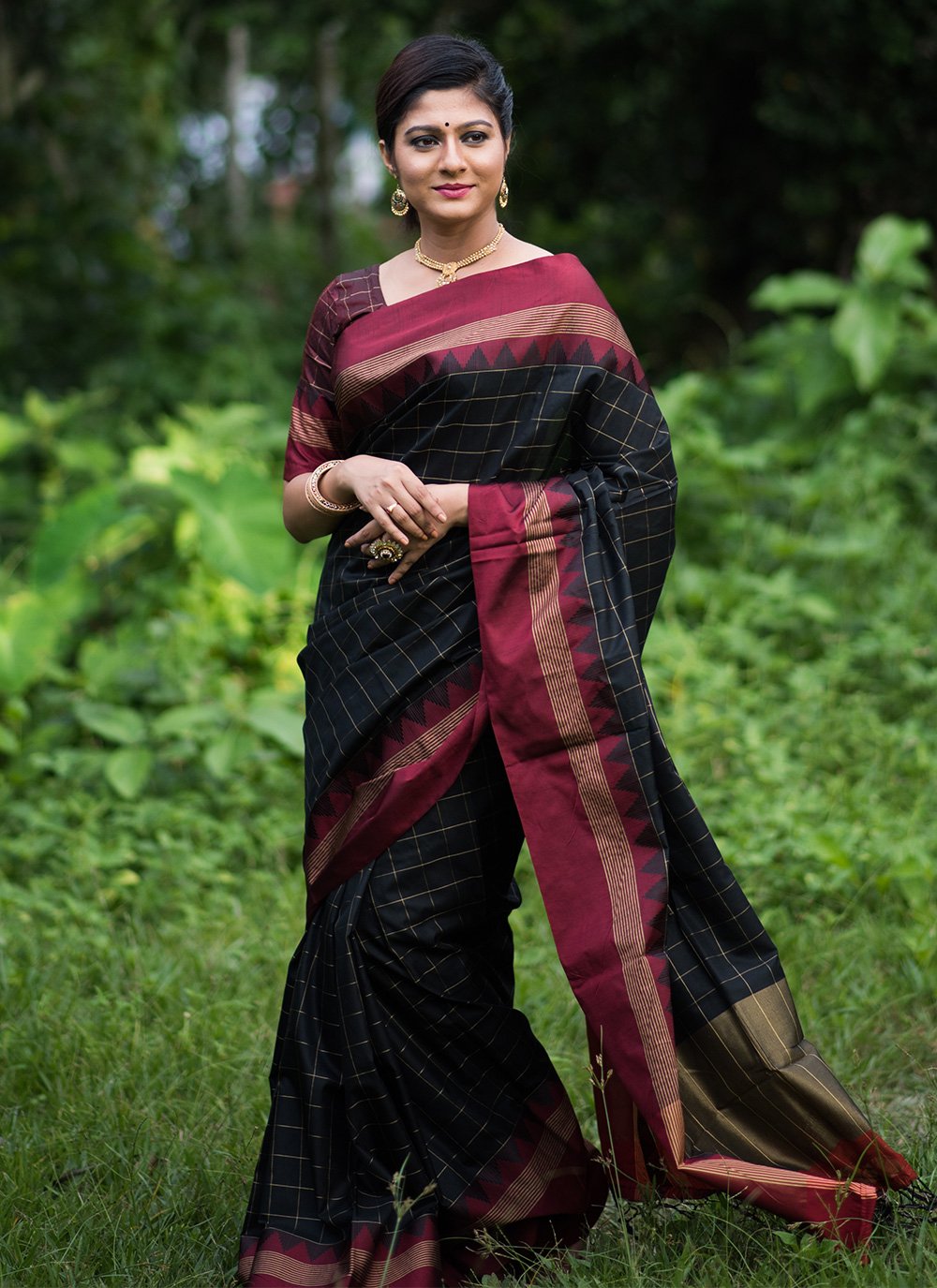 Classic Raw Silk Black Woven Saree