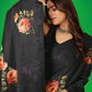 Classic Satin Black Digital Print Saree