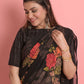 Designer Georgette Black Floral Patch Saree