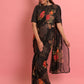 Designer Georgette Black Floral Patch Saree