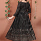 Gown Faux Georgette Black Sequins Gown