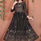 Gown Faux Georgette Black Sequins Gown