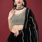 A Line Lehenga Faux Georgette Black Embroidered Lehenga Choli