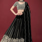 A Line Lehenga Faux Georgette Black Embroidered Lehenga Choli