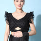 Trendy Saree Imported Black Ruffle Saree