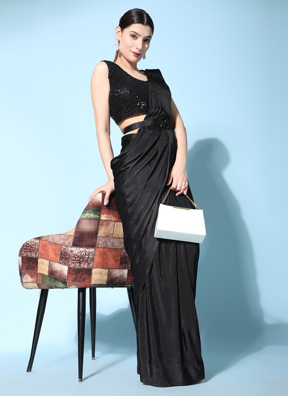 Classic Silk Black Plain Saree