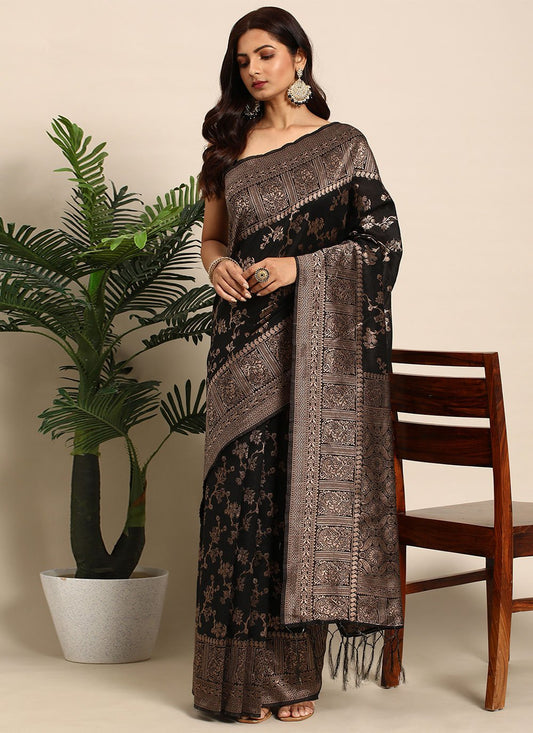 Trendy Saree Silk Black Woven Saree