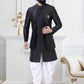 Indo Western Silk Black Thread Mens