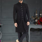 Indo Western Fancy Fabric Black Jacquard Work Mens