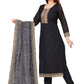 Salwar Suit Chanderi Black Embroidered Salwar Kameez