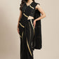 Trendy Saree Georgette Black Strips Print Saree