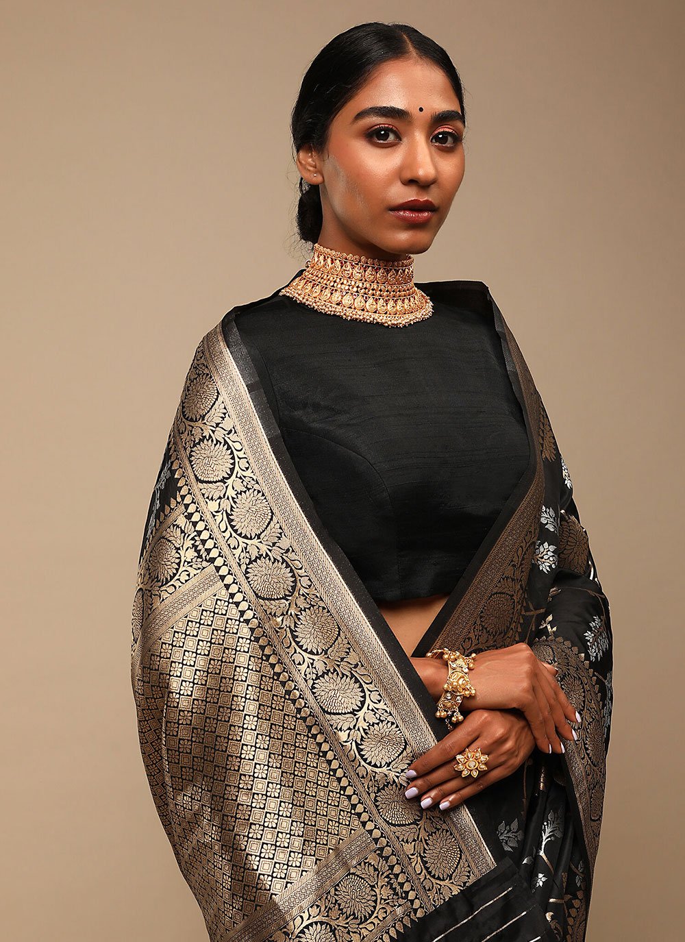 Contemporary Art Banarasi Silk Black Woven Saree