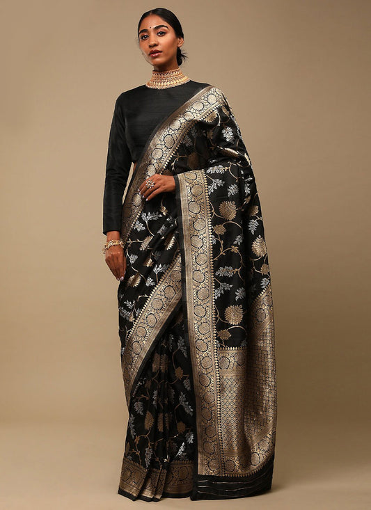 Contemporary Art Banarasi Silk Black Woven Saree