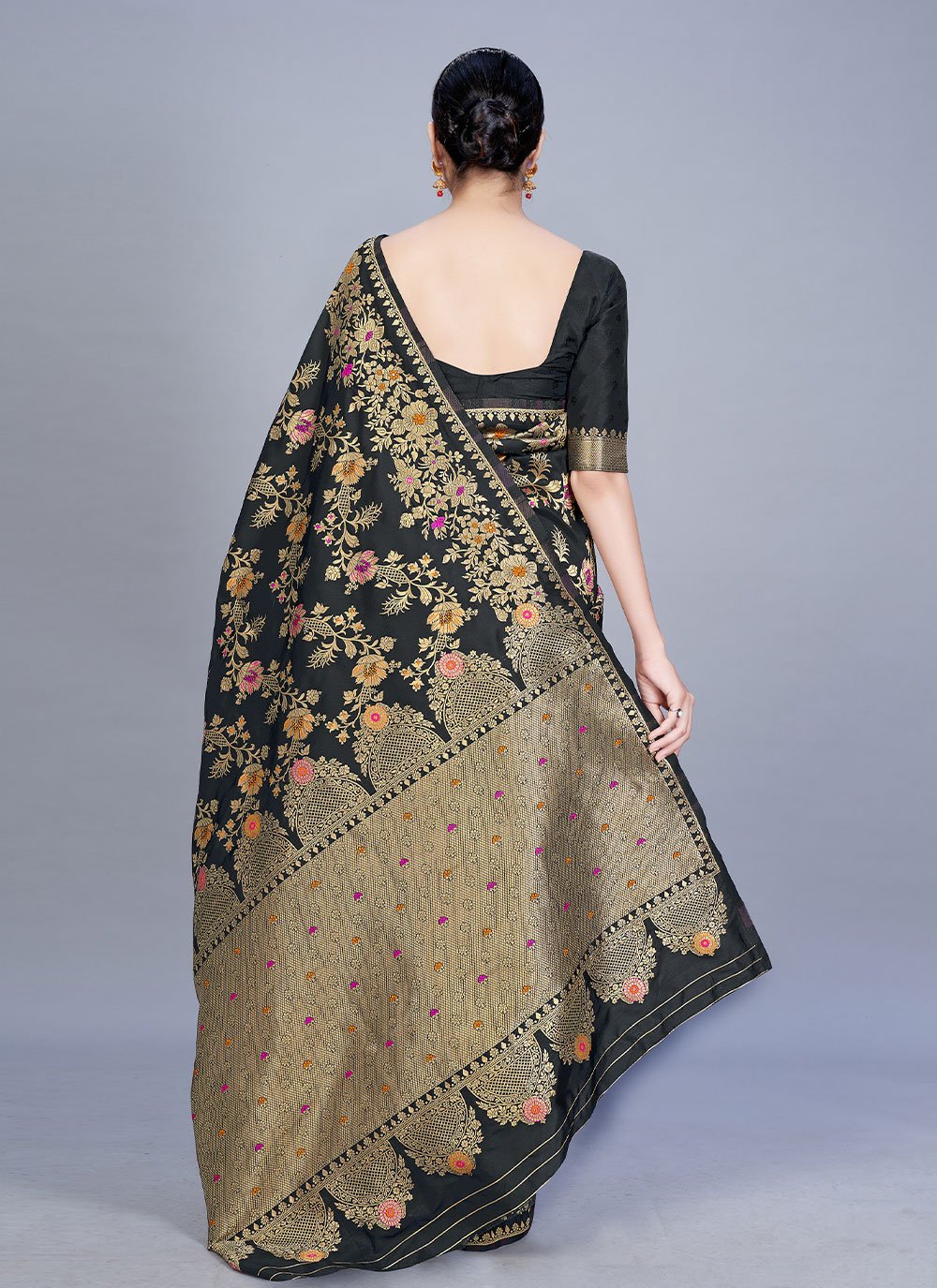 Designer Banarasi Silk Black Woven Saree