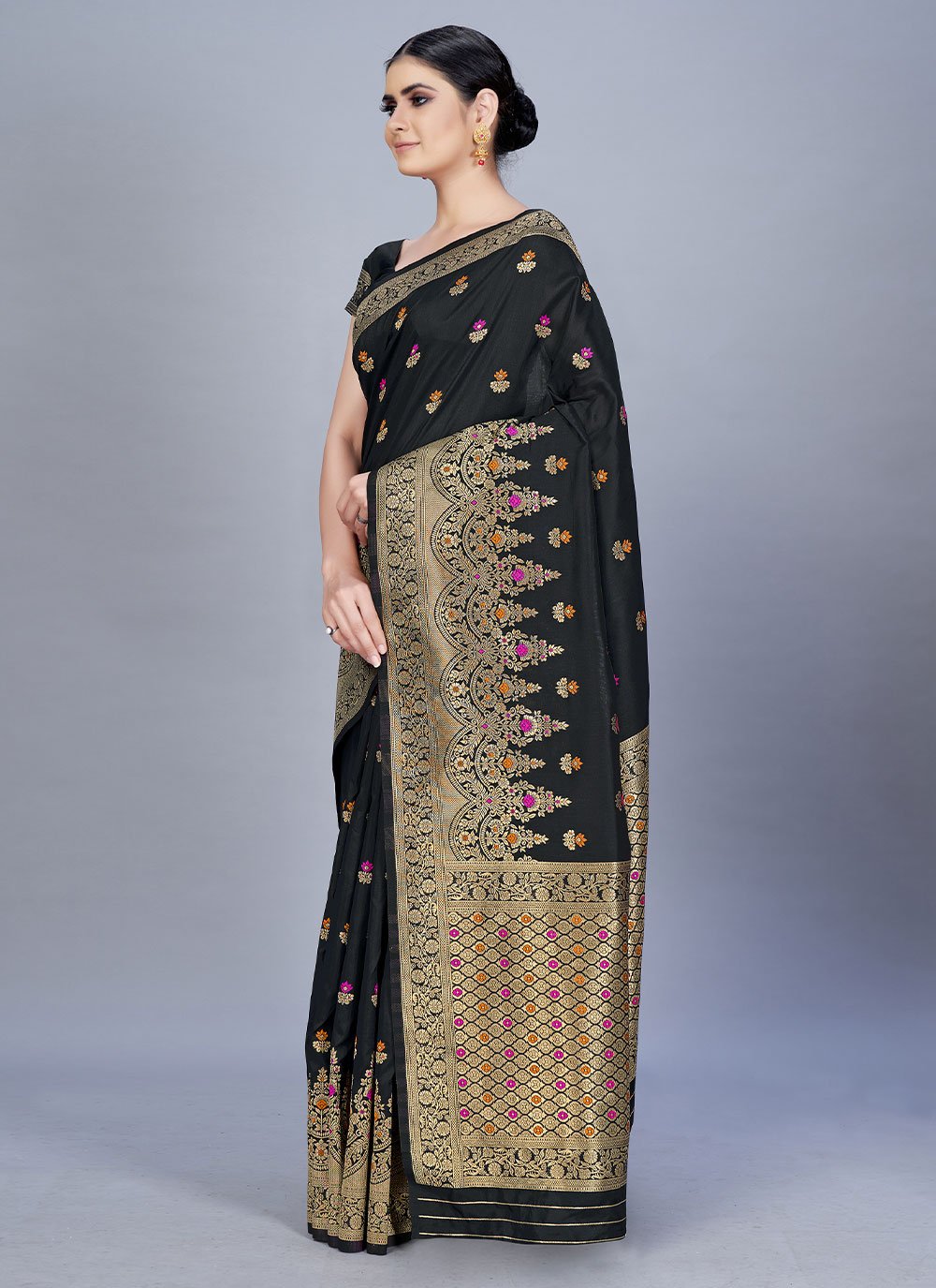 Classic Banarasi Silk Black Woven Saree