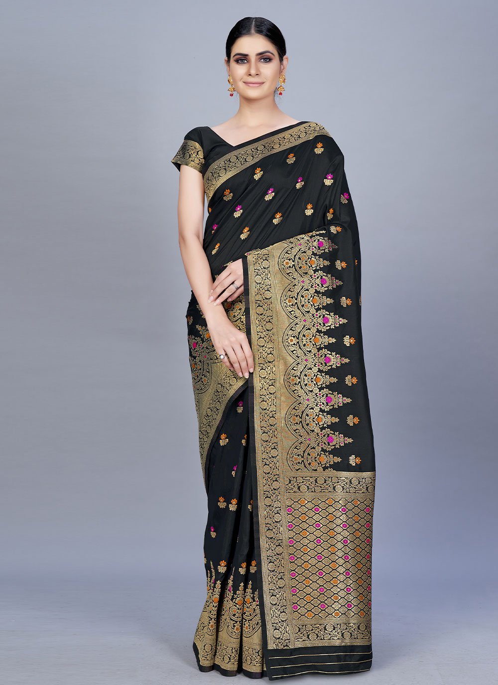 Classic Banarasi Silk Black Woven Saree