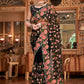 Contemporary Net Black Embroidered Saree