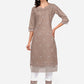 Pant Style Suit Blended Cotton Brown Embroidered Salwar Kameez