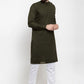 Kurta Pyjama Blended Cotton Green Buttons Mens