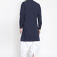 Kurta Blended Cotton Blue Buttons Mens