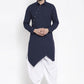 Kurta Blended Cotton Blue Buttons Mens