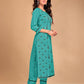 Pant Style Suit Blended Cotton Sea Green Floral Patch Salwar Kameez