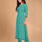 Pant Style Suit Blended Cotton Sea Green Floral Patch Salwar Kameez