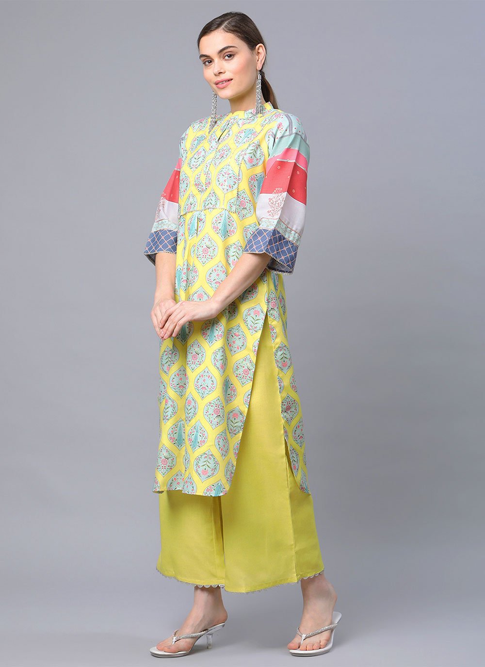 Designer Kurti Blended Cotton Sea Green Digital Print Kurtis