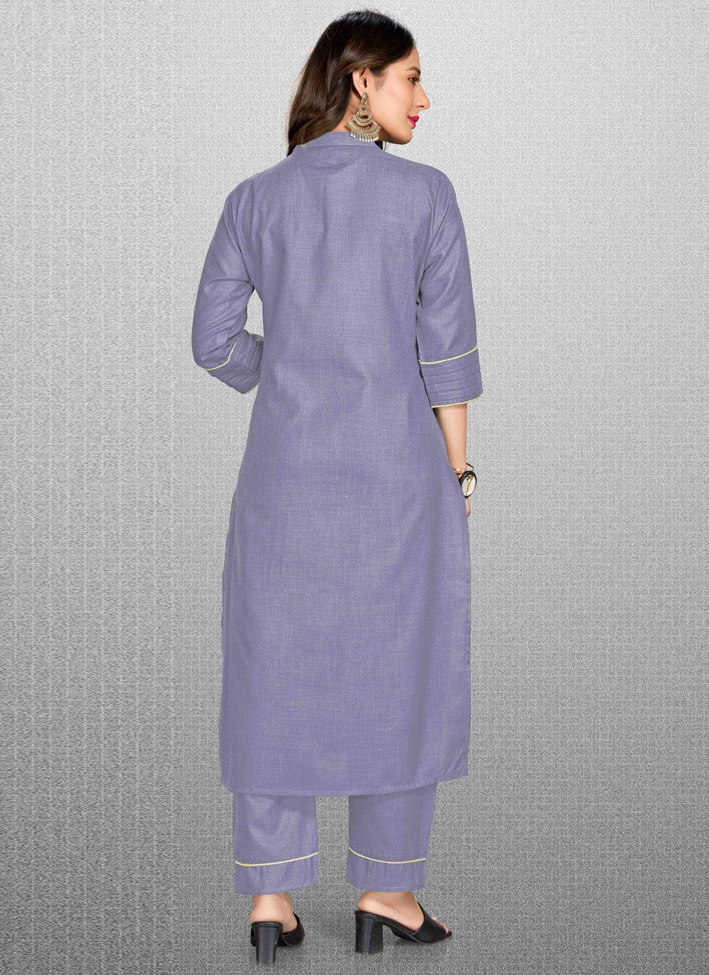 Pant Style Suit Blended Cotton Lavender Print Salwar Kameez