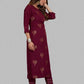 Pant Style Suit Blended Cotton Wine Print Salwar Kameez