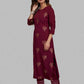 Pant Style Suit Blended Cotton Wine Print Salwar Kameez