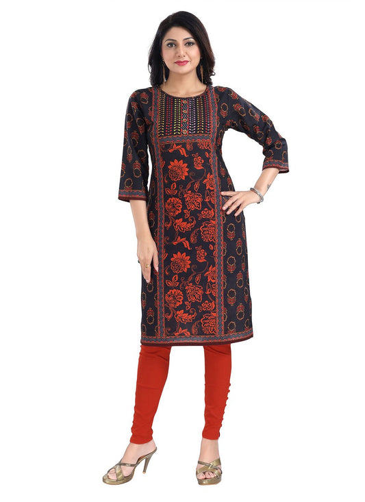 Designer Kurti Blended Cotton Grey Digital Print Kurtis