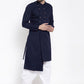 Indo Western Blended Cotton Blue Buttons Mens