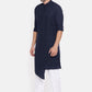 Kurta Blended Cotton Blue Plain Mens