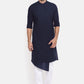 Kurta Blended Cotton Blue Plain Mens