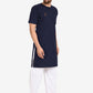 Kurta Pyjama Blended Cotton Blue Plain Mens