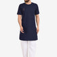 Kurta Pyjama Blended Cotton Blue Plain Mens