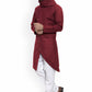 Kurta Blended Cotton Maroon Buttons Mens