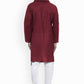 Kurta Blended Cotton Maroon Buttons Mens