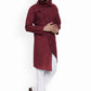 Kurta Blended Cotton Maroon Buttons Mens