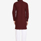 Indo Western Blended Cotton Maroon Plain Mens