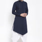 Dhoti Kurta Blended Cotton Blue Plain Mens