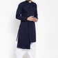 Kurta Blended Cotton Blue Buttons Mens