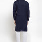 Kurta Blended Cotton Blue Plain Mens