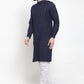 Kurta Blended Cotton Blue Plain Mens