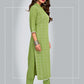 Pant Style Suit Blended Cotton Green Print Salwar Kameez