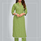 Pant Style Suit Blended Cotton Green Print Salwar Kameez