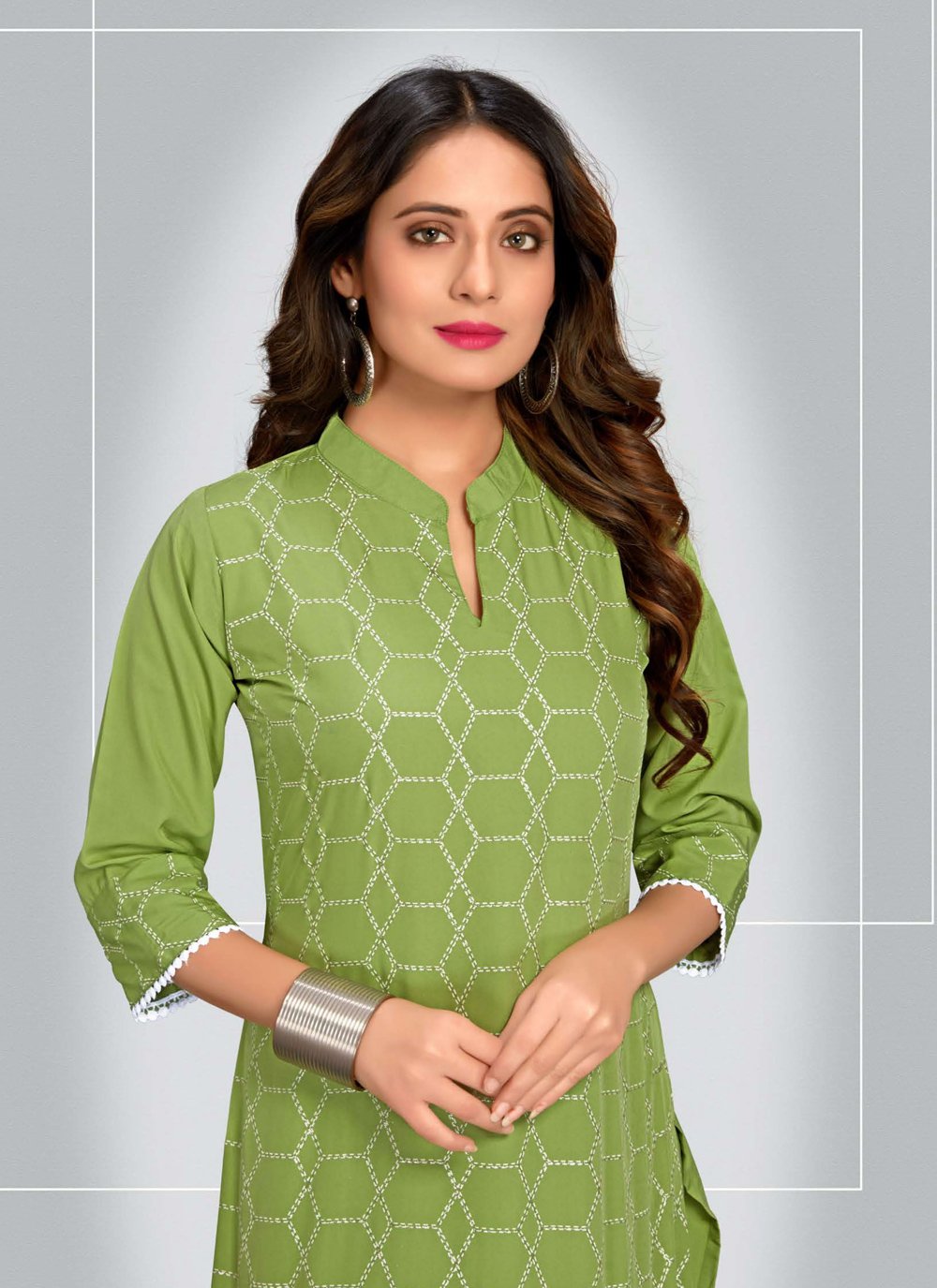 Pant Style Suit Blended Cotton Green Print Salwar Kameez